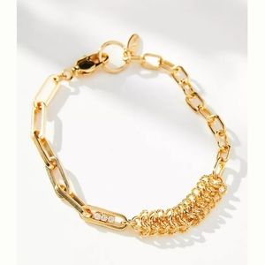 Anthropologie Gold Mixed Link Bracelet 8"